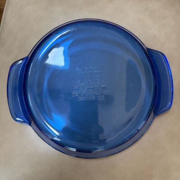 Anchor Hocking VTG Cobalt Blue Glass deep Pie Dish 9” 1qt with Handles - Picture 4 of 5